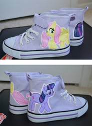 Size: 1200x1629 | Tagged: safe, imported from derpibooru, fluttershy, twilight sparkle, clothes, converse, custom, customized toy, shoes