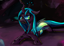 Size: 1400x1000 | Tagged: safe, artist:senx, imported from derpibooru, queen chrysalis, changeling, changeling queen, crown, female, jewelry, regalia, solo