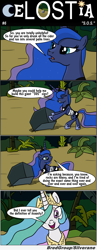 Size: 1300x3341 | Tagged: safe, artist:bredgroup, imported from derpibooru, princess celestia, princess luna, comic:celostia, boulder, comic, far cry 3, funny, translation, vaas montenegro