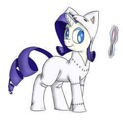 Size: 600x600 | Tagged: safe, artist:timsplosion, imported from derpibooru, opalescence, rarity, pony, unicorn, animal costume, cat costume, catchlights, clothes, costume, cute, female, kigurumi, mirror, no pupils, simple background, solo, transparent background