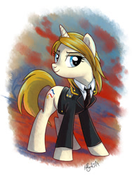 Size: 675x900 | Tagged: safe, artist:yulyeen, imported from derpibooru, pony, unicorn, clothes, crimea, natalia poklonskaya, ponified, pose, smiling, solo