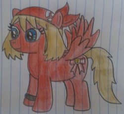 Size: 554x510 | Tagged: safe, artist:bronynel, imported from derpibooru, oc, oc only, oc:shooting star, may, pokémon, pokémon advanced, ponified, solo, traditional art