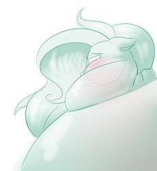 Size: 1100x1200 | Tagged: safe, artist:secretgoombaman12345, imported from derpibooru, mane-iac, blushing, bust, chubby cheeks, close-up, double chin, fat, female, looking at you, morbidly obese, neck roll, obese, profile, solo, weight gain