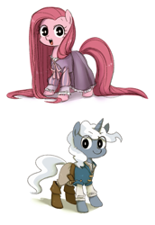 Size: 563x820 | Tagged: safe, artist:umeguru, artist:うめぐる, imported from derpibooru, pinkie pie, pokey pierce, crossover, cute, cuteamena, disney, female, flynn rider, impossibly long hair, long hair, long mane, long tail, male, pinkamena diane pie, pokeypie, rapunzel, shipping, straight, tangled (disney)