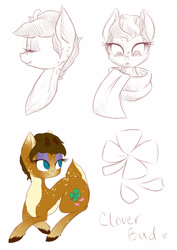 Size: 2480x3507 | Tagged: safe, artist:grandifloru, imported from derpibooru, oc, oc only, oc:clover bud, deer pony, original species, clover bud, simple background, solo, white background