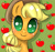 Size: 919x869 | Tagged: safe, artist:markianatc, imported from derpibooru, applejack, apple, female, heart, looking at you, portrait, solo, wingding eyes