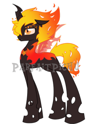 Size: 796x1003 | Tagged: safe, artist:piichu-pi, imported from derpibooru, oc, oc only, changeling, changeling oc, fire, orange changeling, solo