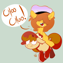 Size: 1280x1280 | Tagged: safe, artist:belaboy, deleted from derpibooru, imported from derpibooru, oc, oc only, oc:flan pone, afro, flan, ponies riding ponies, train wreck