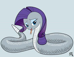 Size: 3850x2975 | Tagged: safe, artist:tomtornados, imported from derpibooru, rarity, snake, female, forked tongue, solo, species swap, tongue out, wallpaper