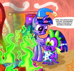 Size: 1481x1416 | Tagged: safe, artist:seriousdog, imported from derpibooru, spike, twilight sparkle, fire