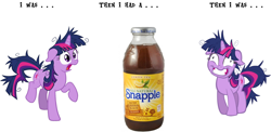 Size: 1280x625 | Tagged: safe, edit, imported from derpibooru, twilight sparkle, literally twilight snapple, pun, snapple, twilight snapple