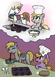 Size: 270x380 | Tagged: safe, artist:grotar00, imported from derpibooru, derpy hooves, dinky hooves, pegasus, pony, baking, equestria's best mother, female, mare, mother, mother and daughter, muffin