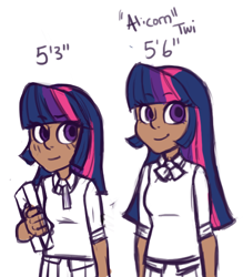 Size: 520x593 | Tagged: safe, artist:theraspberryfox, imported from derpibooru, twilight sparkle, human, dark skin, humanized