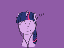 Size: 1024x768 | Tagged: safe, artist:doctorspectrum, imported from derpibooru, twilight sparkle, bust, earbuds, eyes closed, female, music notes, solo