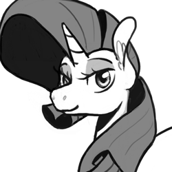 Size: 500x500 | Tagged: safe, artist:enma-darei, imported from derpibooru, rarity, female, monochrome, solo