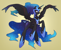 Size: 1278x1050 | Tagged: safe, artist:leafcatgx, imported from derpibooru, nightmare moon, female, solo, spread wings