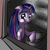 Size: 1024x1024 | Tagged: safe, artist:snus-kun, imported from derpibooru, twilight sparkle, book, female, floppy ears, open mouth, rain, sad, solo, window, worried