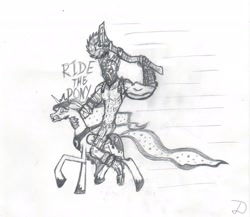 Size: 2472x2144 | Tagged: safe, artist:netikras01, imported from derpibooru, princess luna, borderlands 2, crossover, funny, krieg, monochrome, running
