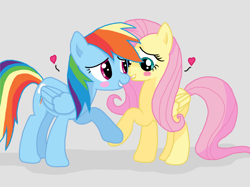 Size: 1024x765 | Tagged: safe, artist:skecthheart, imported from derpibooru, fluttershy, rainbow dash, blushing, female, flutterdash, heart, lesbian, shipping