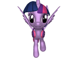 Size: 768x576 | Tagged: safe, imported from derpibooru, twilight sparkle, alicorn, pony, 3d, 3d pony creator, adorkable, cute, derp, dork, female, gray background, headphones, mare, pony creator 3d, ponylumen, raised hoof, simple background, smiling, solo, spread wings, transparent background, twilight sparkle (alicorn), wings