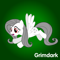 Size: 250x250 | Tagged: safe, artist:albinofluttershy, imported from derpibooru, fluttershy, oc, oc:albino fluttershy, pegasus, pony, albino pony, female, meta, meta:grimdark, solo, spoilered image joke