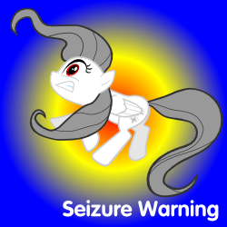 Size: 250x250 | Tagged: safe, artist:albinofluttershy, imported from derpibooru, fluttershy, oc, oc:albino fluttershy, albino pony, meta, seizure warning, solo, spoilered image joke