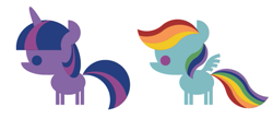 Size: 599x260 | Tagged: safe, artist:lauren faust, imported from derpibooru, rainbow dash, twilight sparkle, duo, minimalist