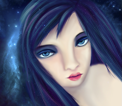 Size: 579x504 | Tagged: safe, artist:blueangel06661, imported from derpibooru, princess luna, human, female, humanized, portrait, solo, uncanny valley