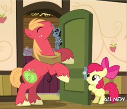 Size: 425x363 | Tagged: safe, imported from derpibooru, apple bloom, big macintosh, smarty pants, earth pony, pony, somepony to watch over me, apple closet, male, stallion