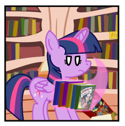 Size: 325x326 | Tagged: safe, artist:gx, imported from derpibooru, twilight sparkle, alicorn, pony, book, female, horsepower, magic, mare, solo, twilight sparkle (alicorn)