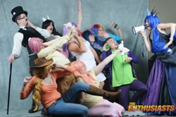 Size: 2048x1360 | Tagged: safe, imported from derpibooru, applejack, fluttershy, pinkie pie, princess luna, rainbow dash, rarity, spike, twilight sparkle, human, anime milwaukee, anime milwaukee 2012, convention, cosplay, daishocon, daishocon 2011, group photo, irl, irl human, mane six, megaphone, photo, royal canterlot megaphone