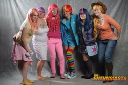 Size: 2048x1360 | Tagged: safe, imported from derpibooru, applejack, fluttershy, pinkie pie, rainbow dash, rarity, twilight sparkle, human, cosplay, irl, irl human, mane six, photo