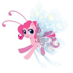 Size: 1024x1019 | Tagged: safe, artist:fuyusfox, imported from derpibooru, pinkie pie, breezie, breezie pie, breeziefied, colored wings, female, gradient wings, solo, sparkly wings, species swap, wings