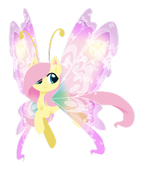 Size: 1024x1152 | Tagged: safe, artist:fuyusfox, imported from derpibooru, fluttershy, breezie, breeziefied, colored wings, female, flutterbreez, gradient wings, solo, sparkly wings, species swap, wings