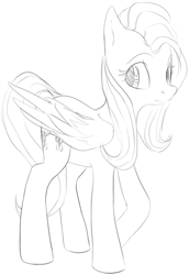 Size: 404x588 | Tagged: safe, artist:dotkwa, imported from derpibooru, fluttershy, female, grayscale, monochrome, solo