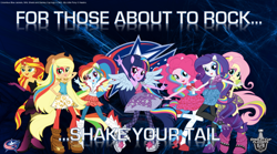 Size: 918x510 | Tagged: safe, artist:j4lambert, imported from derpibooru, applejack, fluttershy, pinkie pie, rainbow dash, rarity, sunset shimmer, twilight sparkle, equestria girls, rainbow rocks, shake your tail, columbus blue jackets, for those about to rock, hockey, humane seven, humane six, mane six, nhl, playoffs, ponied up, stanley cup, the rainbooms