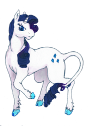 Size: 1000x1356 | Tagged: safe, artist:invidias, imported from derpibooru, rarity, classical unicorn, cloven hooves, female, leonine tail, solo, unshorn fetlocks
