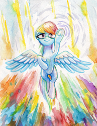 Size: 1434x1859 | Tagged: safe, artist:kaermter, imported from derpibooru, rainbow dash, pegasus, pony, female, solo, traditional art