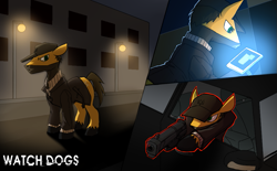 Size: 929x575 | Tagged: safe, artist:siemensohm, imported from derpibooru, aiden pearce, gun, ponified, watch dogs