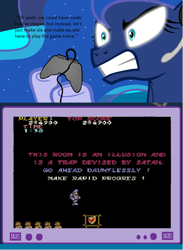 Size: 564x770 | Tagged: safe, imported from derpibooru, princess luna, gamer luna, angry, ghosts and goblins, meme, tv meme