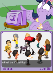 Size: 563x771 | Tagged: safe, imported from derpibooru, twilight sparkle, alicorn, pony, all hail the virtual boy, exploitable meme, female, mare, meme, mii, obligatory pony, tomodachi life, tv meme, twilight sparkle (alicorn), virtual boy