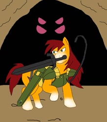 Size: 985x1122 | Tagged: safe, artist:reifutd, imported from derpibooru, oc, oc only, fallout equestria, claymari, cover art, sword, sword mare