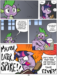 Size: 4825x6394 | Tagged: safe, artist:redapropos, imported from derpibooru, spike, twilight sparkle, alicorn, pony, comic:maybe later spike, absurd resolution, angry, comic, female, mare, spikeabuse, this will end in tears, twibitch sparkle, twilight sparkle (alicorn), yelling