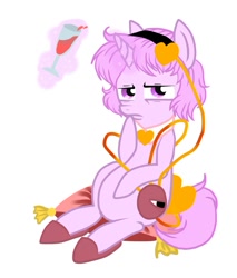 Size: 825x969 | Tagged: safe, artist:lemon-sugars, imported from derpibooru, pony, clothes, female, komeiji satori, magic, mare, ponified, slippers, solo, touhou, wine