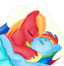 Size: 223x227 | Tagged: safe, artist:karmadash, imported from derpibooru, big macintosh, rainbow dash, earth pony, pony, male, rainbowmac, shipping, sleeping, stallion, straight