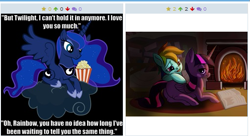 Size: 513x279 | Tagged: safe, imported from derpibooru, princess luna, rainbow dash, twilight sparkle, alicorn, pony, derpibooru, exploitable meme, female, juxtaposition, juxtaposition win, lesbian, mare, meme, meta, shipping, twidash, twilight sparkle (alicorn)