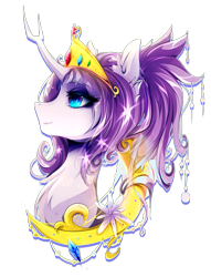 Size: 2600x3407 | Tagged: safe, artist:koveliana, imported from derpibooru, tree of harmony, oc, oc only, oc:harmony (heilos), pony, chromatic aberration, color porn, crown, curved horn, elements of harmony, ponified, solo