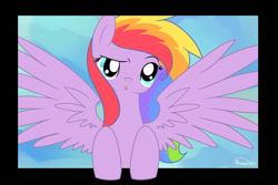 Size: 1024x683 | Tagged: safe, artist:cheshires-palace, imported from derpibooru, oc, oc only, oc:rainbow breeze, pegasus, pony, open mouth, solo