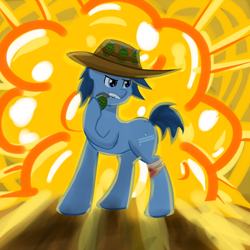 Size: 1000x1000 | Tagged: safe, artist:lomeo, imported from derpibooru, oc, oc only, oc:p-21, earth pony, pony, fallout equestria, fallout equestria: project horizons, cool guys don't look at explosions, explosion, grenade, male, solo, stallion