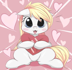 Size: 1617x1565 | Tagged: safe, artist:aryanne, artist:randy, imported from derpibooru, oc, oc only, oc:aryanne, earth pony, pony, :3, aryanbetes, blushing, chibi, cute, ear fluff, eyelashes, female, heart, hug, innocent, mare, nap time, nazi, open mouth, pet, pillow, plushie, puffy cheeks, soft, solo, swastika, tiny